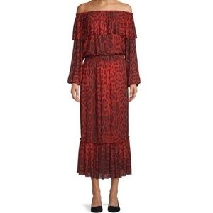 Scoop Dress Maxi Animal Print Off The Shoulder NWT